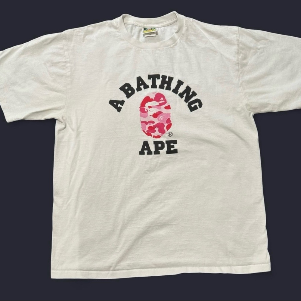 Bape White and Pink Short Sleeve Tee